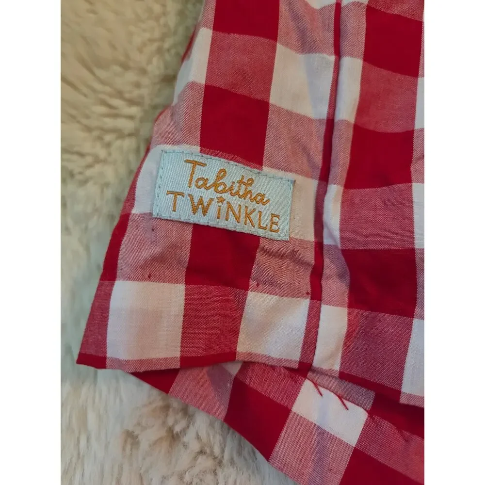 Tabitha Twinkle 10-12 Red Gingham Flutter Sleeve Short Tunic Dress
